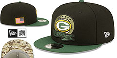 Packers 2022 SALUTE-TO-SERVICE SNAPBACK Black-Green Hat by New Era - 2nd View