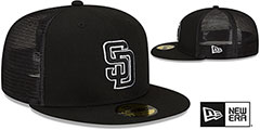 Padres BATTING PRACTICE TRUCKER Black-White Fitted Hat by New Era - 2nd View