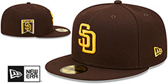 Padres BANNER SIDE-PATCH Brown Fitted Hat by New Era - 2nd View