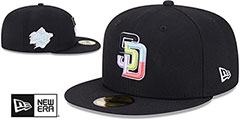 Padres COLOR PACK SIDE-PATCH Black Fitted Hat by New Era - 2nd View