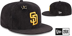 Padres LETTERMAN PIN CORDUROY Brown Fitted Hat by New Era - 2nd View