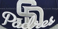 Padres SCRIPT-PUNCH Navy-Grey Fitted Hat by New Era - 2nd View