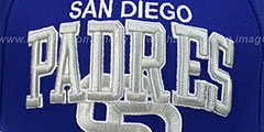 Padres SUPER-LOGO ARCH SNAPBACK Royal-Grey Hat by New Era - 2nd View