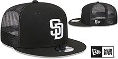 Padres TEAM-BASIC TRUCKER SNAPBACK Black-White Hat by New Era - 2nd View