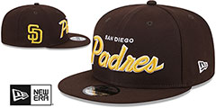 Padres TEAM-SCRIPT SNAPBACK Brown Hat by New Era - 2nd View