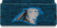 Panthers BEVEL Blue-Black Knit Beanie Hat by New Era - 2nd View