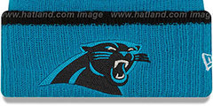 Panthers RIBBED-UP Blue Knit Beanie Hat by New Era - 2nd View