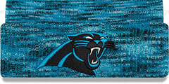 Panthers TEAM-CRAZE Blue-Black Knit Beanie Hat by New Era - 2nd View