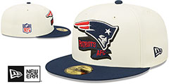 Patriots 2022 NFL SIDELINE Cream-Navy Fitted Hat by New Era - 2nd View