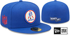 Patriots 2022 NFL THROWBACK SIDELINE Royal Fitted Hat by New Era - 2nd View