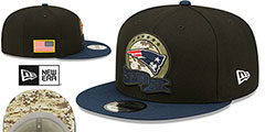 Patriots 2022 SALUTE-TO-SERVICE SNAPBACK Black-Navy Hat by New Era - 2nd View