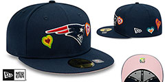 Patriots CHAIN STITCH HEARTS Navy Fitted Hat by New Era - 2nd View