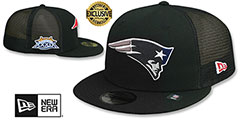 Patriots SB XXXIX MESH-BACK SIDE-PATCH Black-Black Fitted Hat by New Era - 2nd View