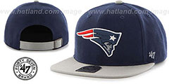 Patriots SUPER-SHOT STRAPBACK Navy-Grey Hat by Twins 47 Brand - 2nd View