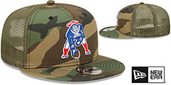 Patriots THROWBACK ARMY CAMO TRUCKER Hat by New Era - 2nd View