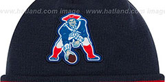 Patriots THROWBACK TEAM-RELATION Navy-Red Knit Beanie by New Era - 2nd View