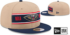 Pelicans 2024 NBA DRAFT SNAPBACK Camel-Navy Hat by New Era - 2nd View