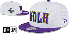 Pelicans MESH-CROWN SNAPBACK White-Purple Hat by New Era - 2nd View