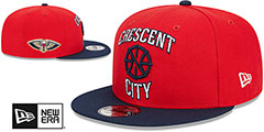 Pelicans STATEMENT SNAPBACK Red-Navy Hat by New Era - 2nd View