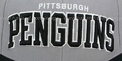 Penguins 2T XL-WORDMARK Grey-Black Fitted Hat by Mitchell and Ness - 2nd View