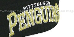 Penguins ARCHED-RIBBED Black Knit Beanie Hat by New Era - 2nd View