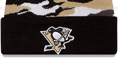 Penguins CAMO CAPTIVATE Knit Beanie Hat by New Era - 2nd View