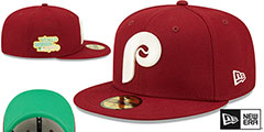 Phillies 1980 WS CITRUS POP Burgundy-Green Fitted Hat by New Era - 2nd View