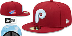 Phillies 1980 WS CLOUD-UNDER Burgundy Fitted Hat by New Era - 2nd View