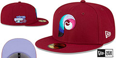 Phillies 1980 WS POLAR LIGHTS Burgundy-Lavender Fitted Hat by New Era - 2nd View