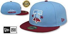 Phillies ALTERNATE CITY CONNECT Sky-Burgundy Fitted Hat by New Era - 2nd View