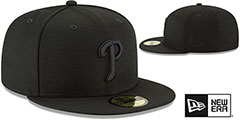 Phillies BLACKOUT Fitted Hat by New Era - 2nd View