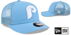 Phillies COOP LOW-CROWN TRUCKER SNAPBACK Sky Hat by New Era - 2nd View