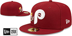 Phillies COOPERSTOWN CROWN CHAMPS Burgundy Fitted Hat by New Era - 2nd View