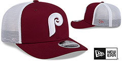 Phillies COOPERSTOWN TRUCKER STRETCH-SNAP Burgundy-White Hat by New Era - 2nd View