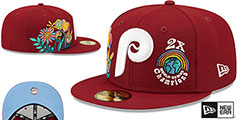 Phillies GROOVY Burgundy Fitted Hat by New Era - 2nd View