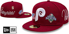 Phillies HISTORIC CHAMPIONS Burgundy Fitted Hat by New Era - 2nd View