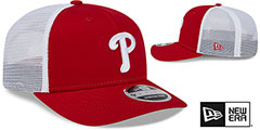 Phillies TRUCKER STRETCH-SNAP Red-White Hat by New Era - 2nd View