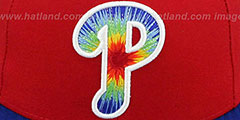 Phillies TYE-DYE INSIDER Red-Royal Fitted Hat by New Era - 2nd View