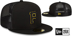 Pirates BATTING PRACTICE TRUCKER Black-Gold Fitted Hat by New Era - 2nd View