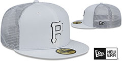 Pirates BATTING PRACTICE TRUCKER White Fitted Hat by New Era - 2nd View