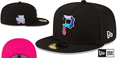 Pirates 76TH WS POLAR LIGHTS Black-Pink Fitted Hat by New Era - 2nd View