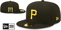 Pirates BANNER SIDE-PATCH Black Fitted Hat by New Era - 2nd View