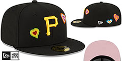 Pirates CHAIN STITCH HEARTS Black Fitted Hat by New Era - 2nd View