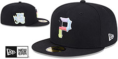 Pirates COLOR PACK SIDE-PATCH Black Fitted Hat by New Era - 2nd View