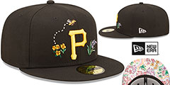 Pirates FLORAL WATERCOLORS Black Fitted Hat by New Era - 2nd View