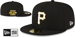 Pirates METALLIC LOGO SIDE-PATCH Black Fitted Hat by New Era - 2nd View