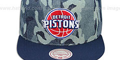 Pistons DENIM-CAMO SNAPBACK Blue Hat by Mitchell and Ness - 2nd View