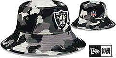 Raiders 2022 CAMO NFL TRAINING CAMP BUCKET Hat by New Era - 2nd View