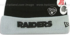 Raiders BUTTON-UP Knit Beanie Hat by New Era - 2nd View