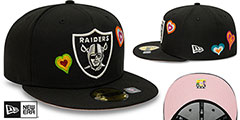 Raiders CHAIN STITCH HEARTS Black Fitted Hat by New Era - 2nd View